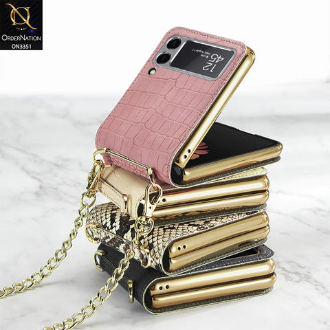 Samsung Galaxy Z Flip 3 5G Cover - Black - GKK Leather Magnetic Stylish Case With Tessel Chain Holder