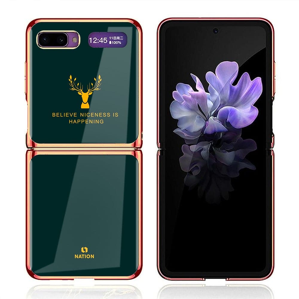 Samsung Galaxy Z Flip Cover - Nice Series - Premium Electroplated Infinity Ultra Shine Glass Soft Silicon Borders Case