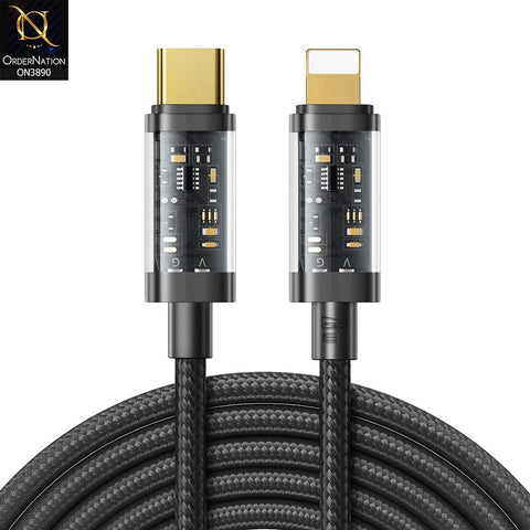 Joyroom S-CL020A12 Type-C To Lightning 20W Data Cable 1.2M Transparent Nylon Black