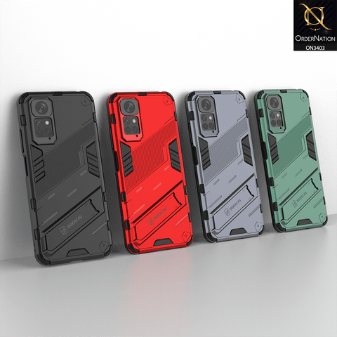 Samsung Galaxy S21 FE 5G Cover - Red - O Nation Hybrid Series Soft Borders Semi Hard Back Shock Proof Bumper Kick Stand Case with Camera Protection