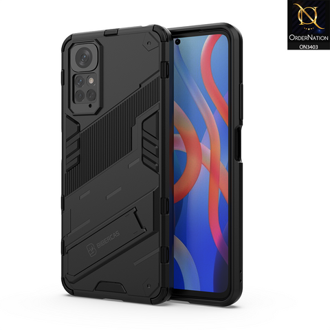 Xiaomi Redmi Note 11S Cover - Black - O Nation Hybrid Series Soft Borders Semi Hard Back Shock Proof Bumper Kick Stand Case with Camera Protection