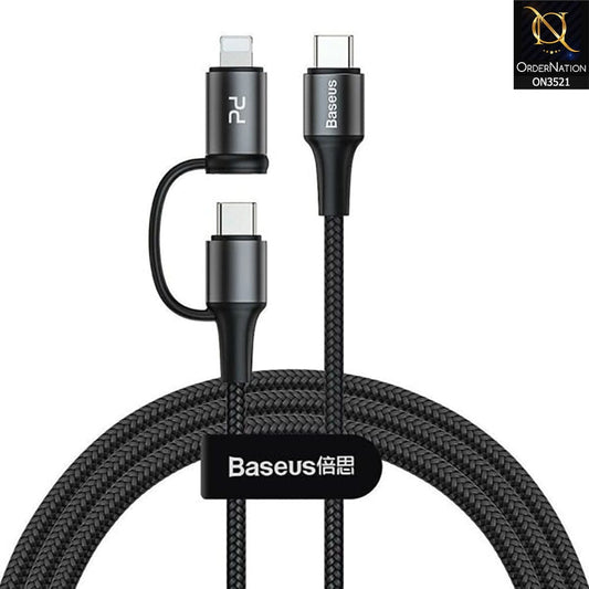 Baseus Cable Twins 2IN1 Type-C To Type-C 60W (20V/3A) + Lightning (5V/2A) 1M - Black