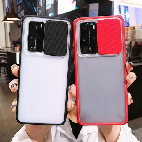 Translucent Matte Shockproof Camera Slide Protection Case For Infinix Hot 8, Hot 8 lite, Hot 9, Hot 9 play, Techno Spark 4, Huawei Y6p