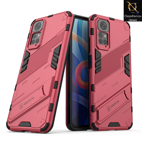 Xiaomi Redmi Note 11S Cover - Red - O Nation Hybrid Series Soft Borders Semi Hard Back Shock Proof Bumper Kick Stand Case with Camera Protection