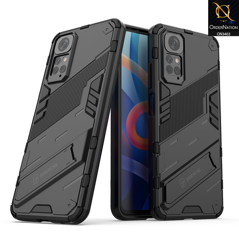 Xiaomi Redmi Note 11S Cover - Black - O Nation Hybrid Series Soft Borders Semi Hard Back Shock Proof Bumper Kick Stand Case with Camera Protection