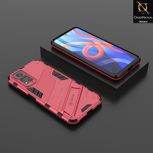 Xiaomi Redmi Note 11 Pro Plus 5G Cover - Red - O Nation Hybrid Series Soft Borders Semi Hard Back Shock Proof Bumper Kick Stand Case with Camera Protection