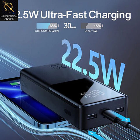 Black - JR-QP192 20000mah 22.5W fast charging powerbank with LCD display