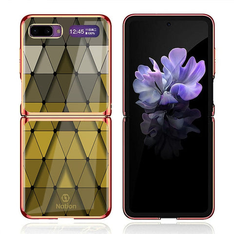 Samsung Galaxy Z Flip Cover - ONation Pyramid Series - Premium Electroplated Infinity Ultra Shine Glass Soft Silicon Borders Case
