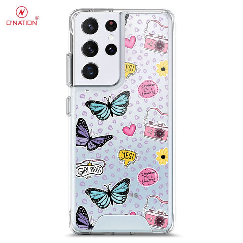 Samsung Galaxy S21 Ultra 5G Cover - O'Nation Butterfly Dreams Series - 9 Designs - Clear Phone Case - Soft Silicon Borders