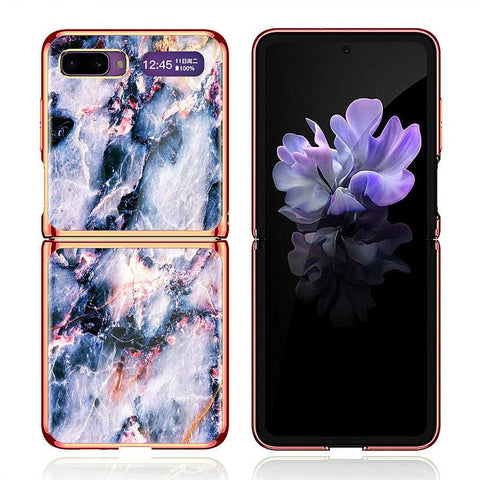 Samsung Galaxy Z Flip Cover - Colorful Marble Series - Premium Electroplated Infinity Ultra Shine Glass Soft Silicon Borders Case