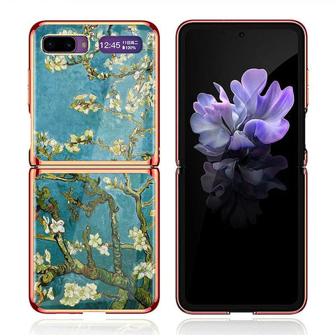 Samsung Galaxy Z Flip Cover - Floral Series 2 - Premium Electroplated Infinity Ultra Shine Glass Soft Silicon Borders Case