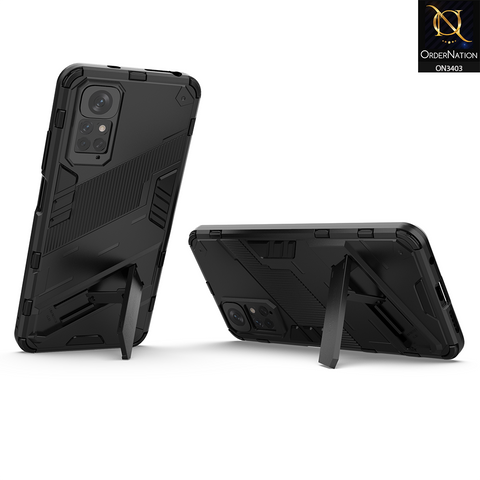 Xiaomi Redmi Note 11 Pro Plus 5G Cover - Black - O Nation Hybrid Series Soft Borders Semi Hard Back Shock Proof Bumper Kick Stand Case with Camera Protection