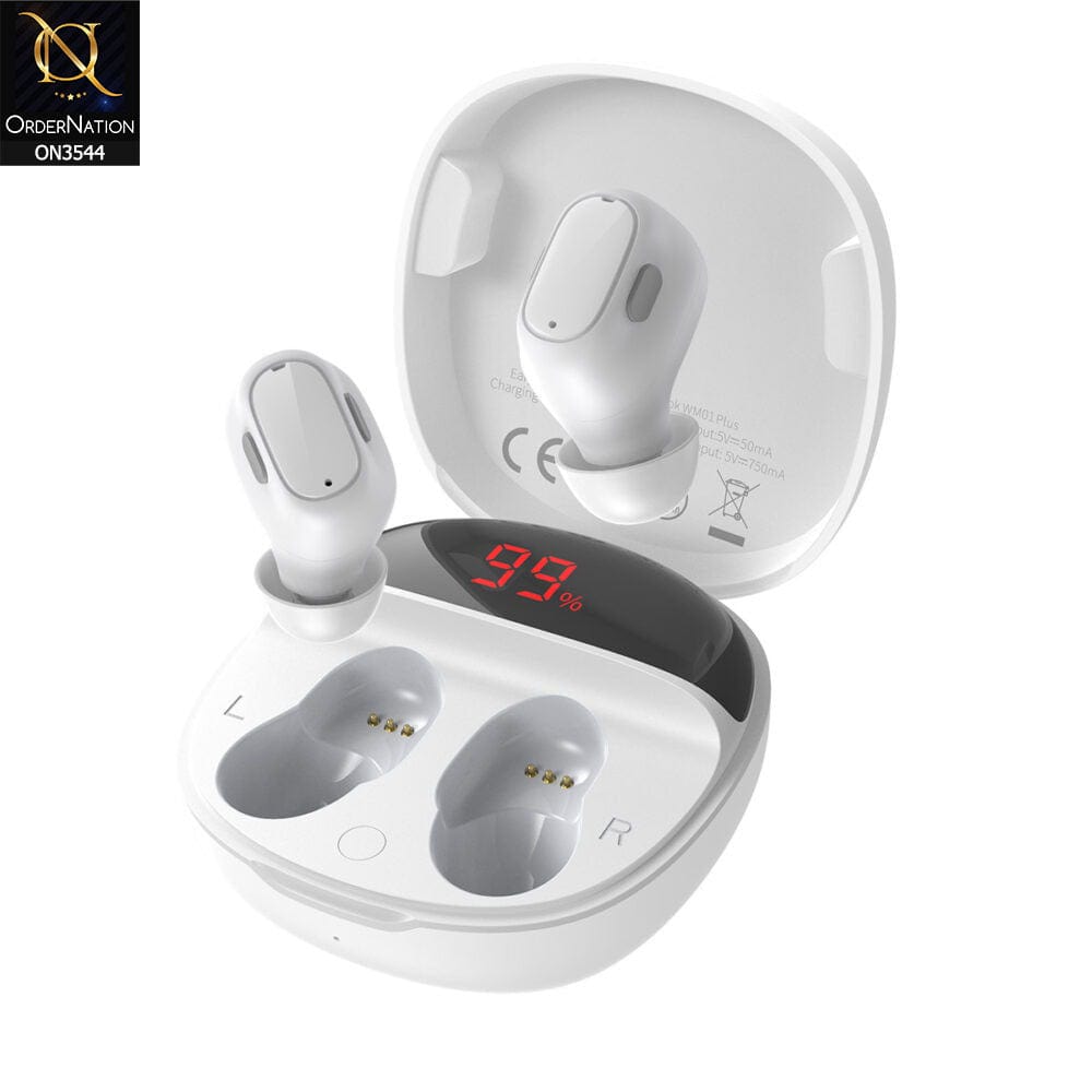 Baseus WM01 Plus TWS Digital Display Wireless Earphone - White