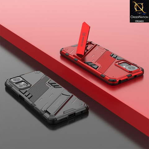 Xiaomi Redmi Note 11 Cover - Red - O Nation Hybrid Series Soft Borders Semi Hard Back Shock Proof Bumper Kick Stand Case with Camera Protection