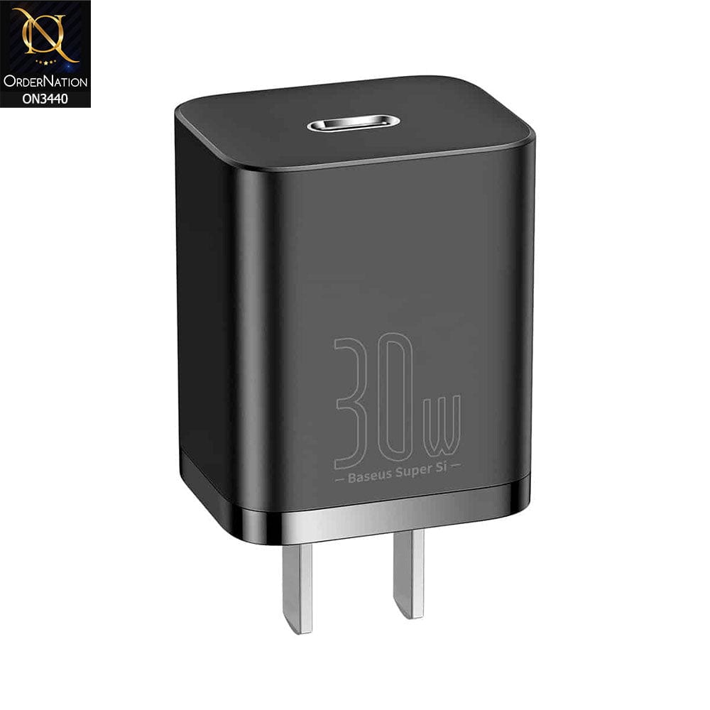 Black - Baseus Super SI Quick Charger 1C 30W Type-C (Cable not Included)