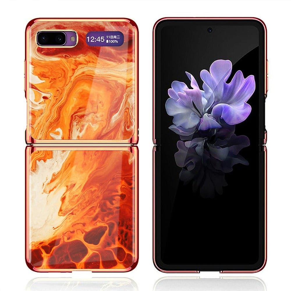 Samsung Galaxy Z Flip Cover - Mystic Marble Series - Premium Electroplated Infinity Ultra Shine Glass Soft Silicon Borders Case