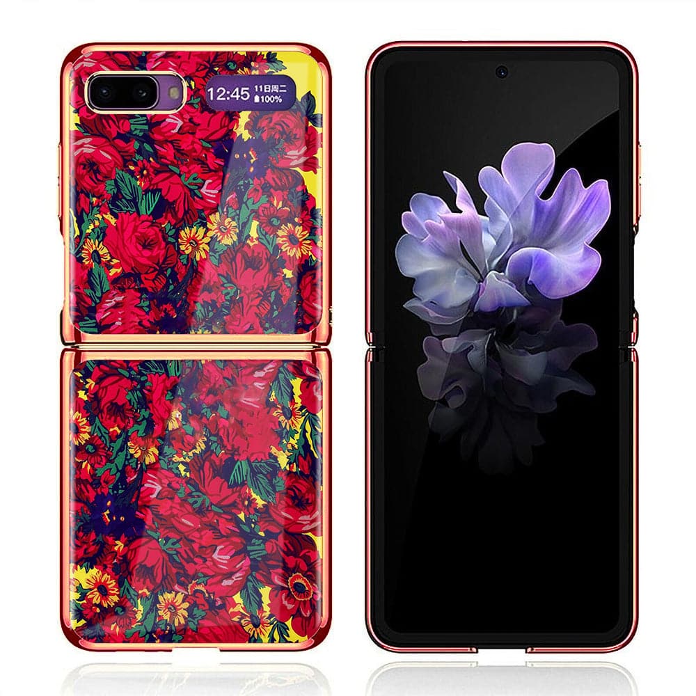 Samsung Galaxy Z Flip Cover - Floral Series - Premium Electroplated Infinity Ultra Shine Glass Soft Silicon Borders Case