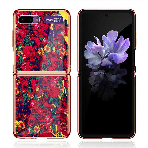 Samsung Galaxy Z Flip Cover - Floral Series - Premium Electroplated Infinity Ultra Shine Glass Soft Silicon Borders Case