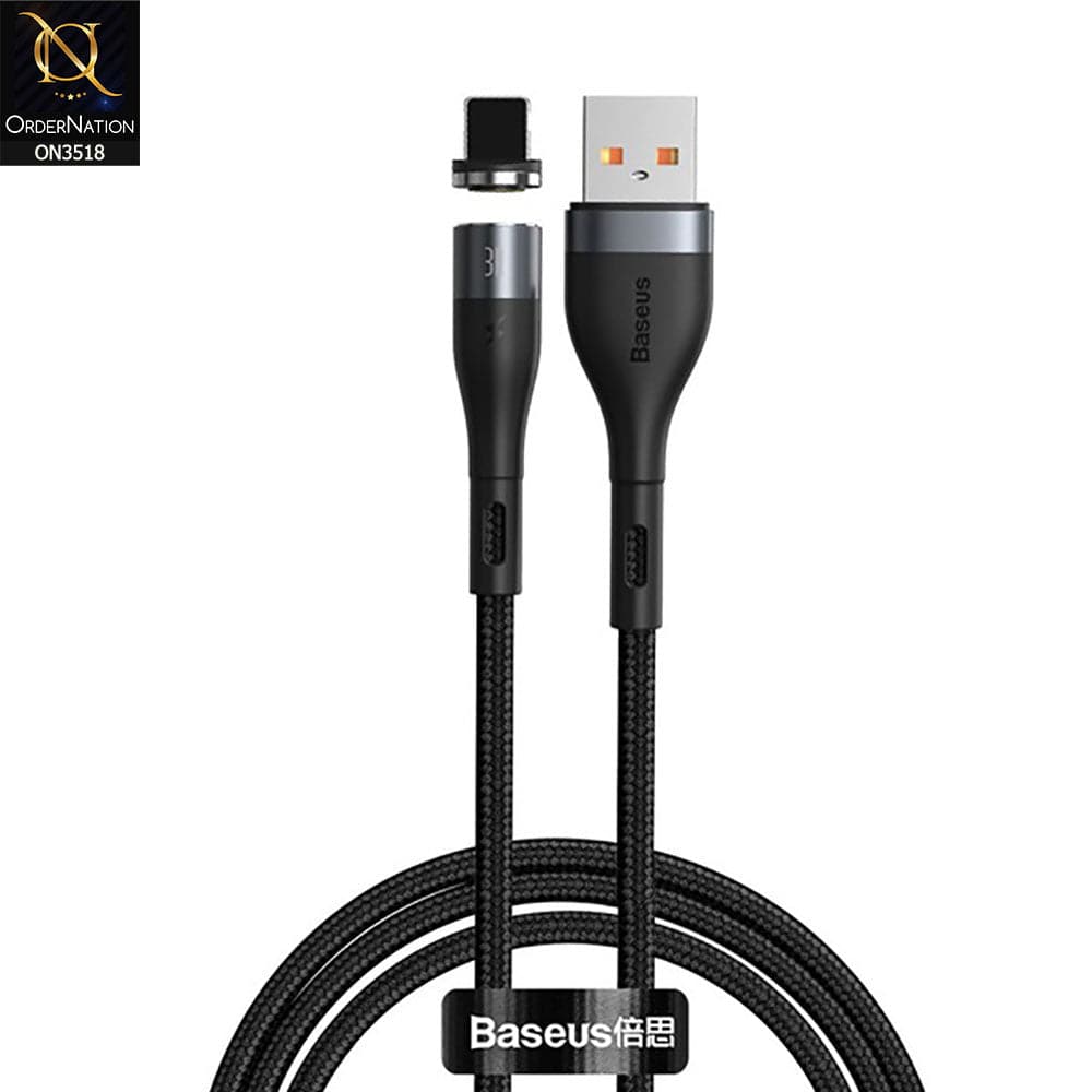 Baseus Zinc Magnetic iPhone Safe Fast Charging Data Cable 2.4A 1m - Black