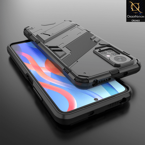 Samsung Galaxy S21 FE 5G Cover - Black - O Nation Hybrid Series Soft Borders Semi Hard Back Shock Proof Bumper Kick Stand Case with Camera Protection