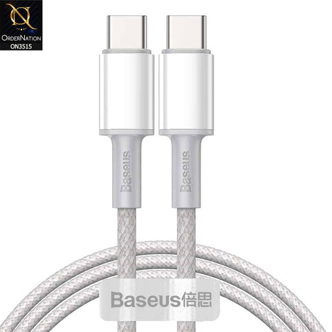 Baseus Braided Cable TypeC to TypeC 100w 1M High Density Fast Charging Data Cable - White