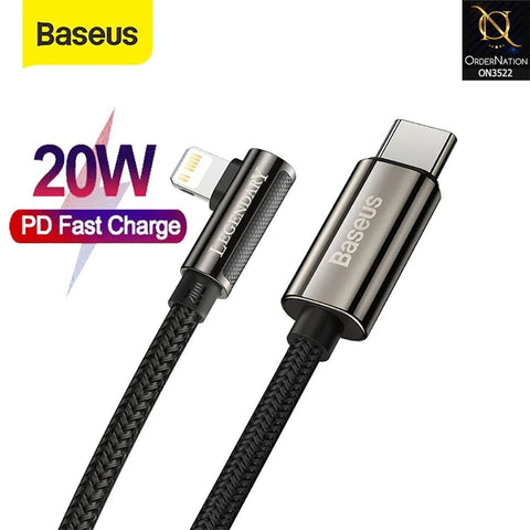 Baseus Legend Elbow TypeC to Ip Cable 20W 1m Fast Charging Cable - Black