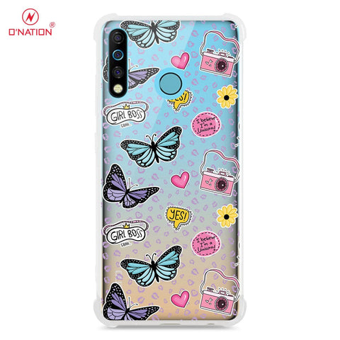 Tecno Camon 12 Cover - O'Nation Butterfly Dreams Series - 9 Designs - Clear Phone Case - Soft Silicon Borders