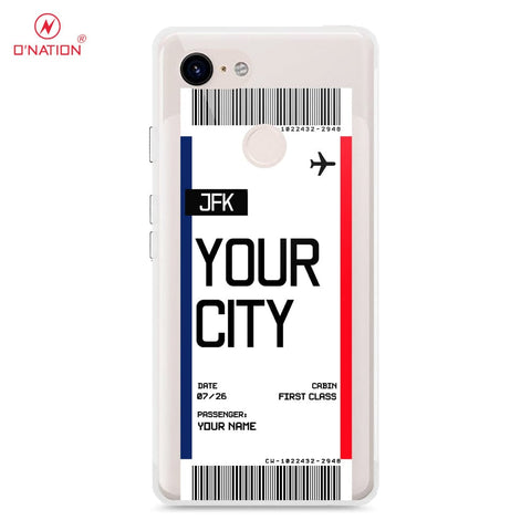 Google Pixel 3 XL Cover - Personalised Boarding Pass Ticket Series - 5 Designs - Clear Phone Case - Soft Silicon Borders
