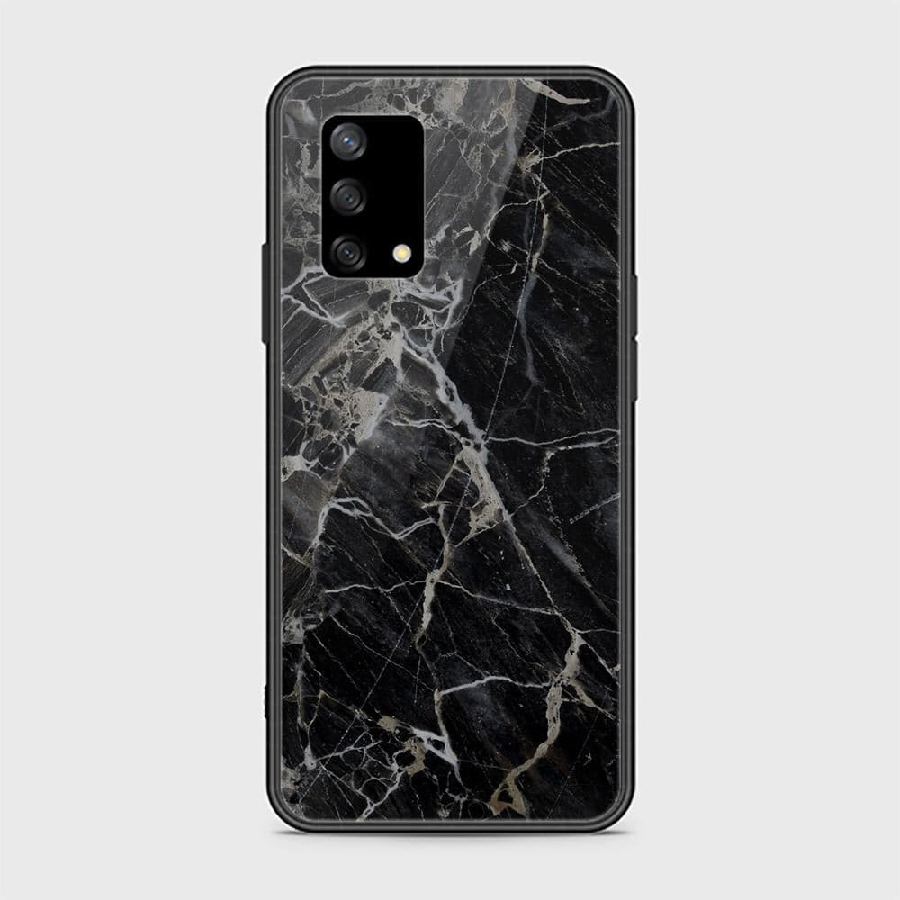 Oppo Reno 6 Lite Cover - Black Marble Series - HQ Ultra Shine Premium Infinity Glass Soft Silicon Borders Case