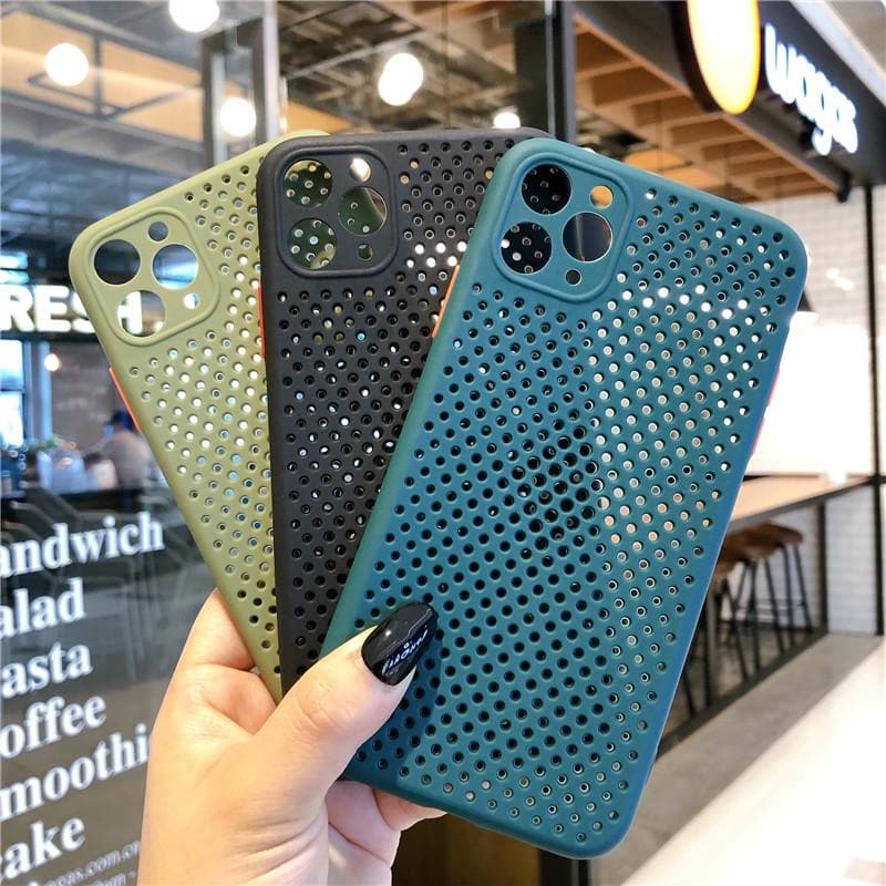Cooling Breathing Mesh Soft Rubber Feel Phone Case For All iPhone Models