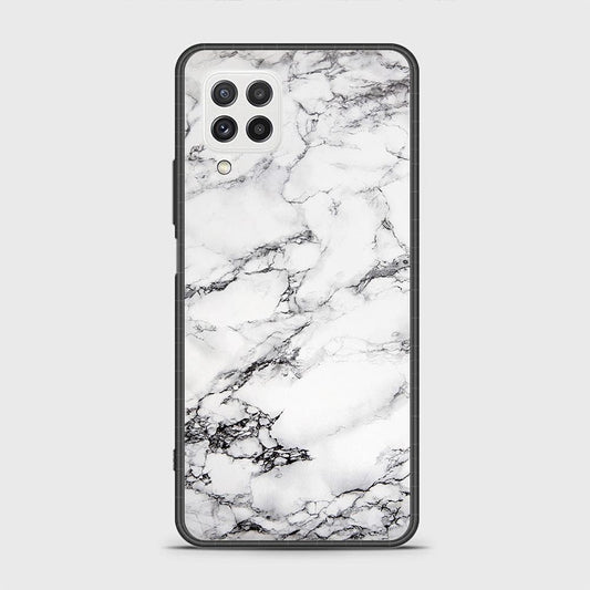 Samsung Galaxy A22 Cover - White Marble Series - HQ Ultra Shine Premium Infinity Glass Soft Silicon Borders Case