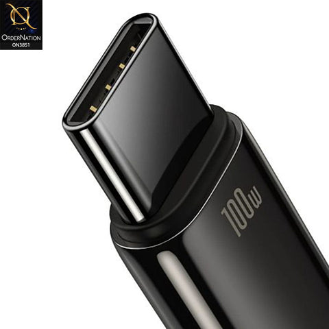 Black - Baseus Tungsten Gold Fast Charging Data Cable USB to Type-C 100W Black