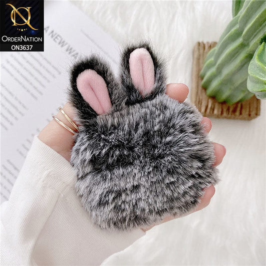 Apple Airpods 3rd Gen 2021 Cover - Gray - Fluffy Warm Ear Hard Airpods Case