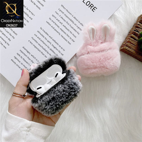 Apple Airpods 3rd Gen 2021 Cover - Gray - Fluffy Warm Ear Hard Airpods Case