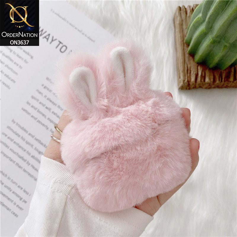 Apple Airpods 3rd Gen 2021 Cover - Pink - Fluffy Warm Ear Hard Airpods Case