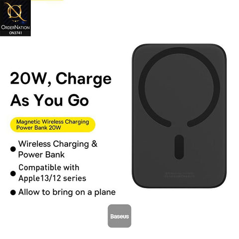 Baseus 20W Wireless Magnetic 6000mAh Fast Charging Power Bank – Black