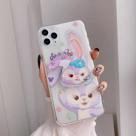 iPhone 12 Cover - Design 2 - Cute Cartoon Duffy Soft Transparent Silicone Case with Matching Mobile Holder