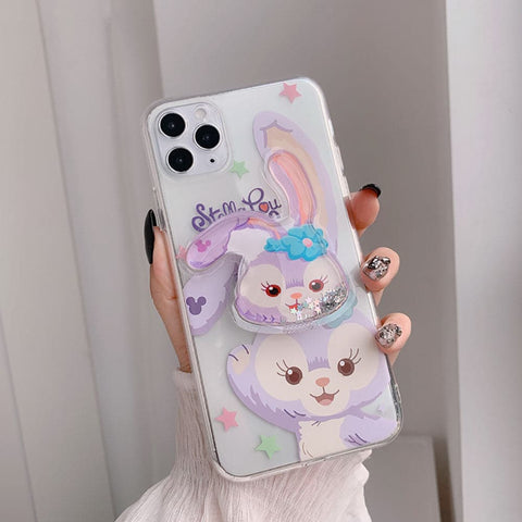 iPhone 12 Mini Cover - Design 2 - Cute Cartoon Duffy Soft Transparent Silicone Case with Matching Mobile Holder