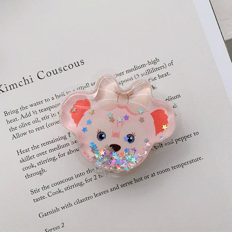 iPhone XS / X Cover - Design 2 - Cute Cartoon Duffy Soft Transparent Silicone Case with Matching Mobile Holder