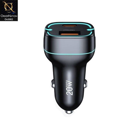 Black - ToTu 20W - DCCPD-08 - Minimal Series Dual USB Output Fast Charging Car Charger