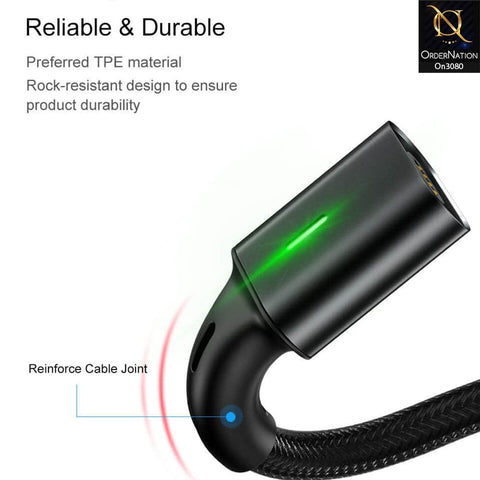 Black - Qualcomm 3.0 3 in 1 Led Indicator Fast Charging Magnetic Data Cable