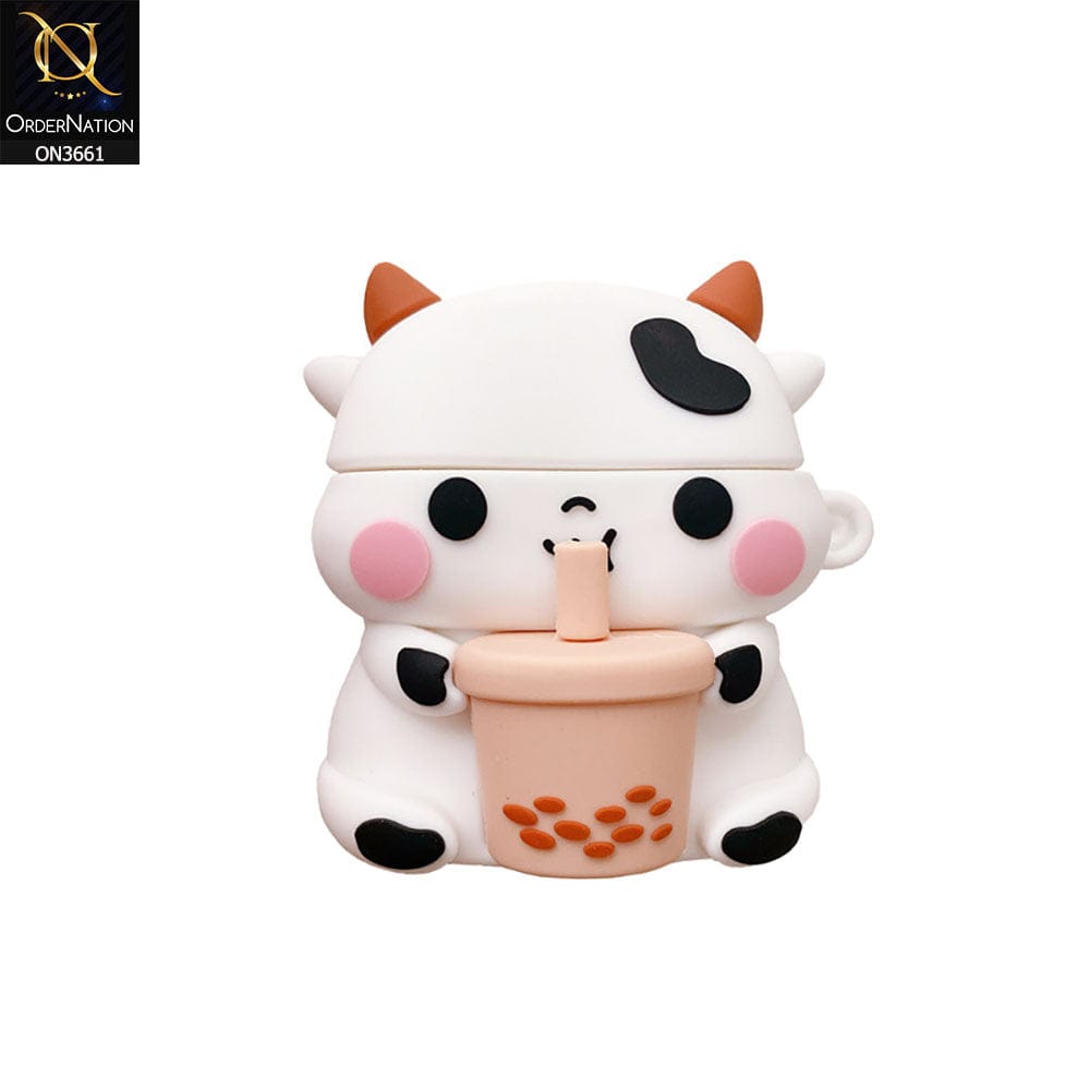 Apple Airpods Pro Cover - White - Trending 3D Cute Cartoon Soft Silicone Airpods Case