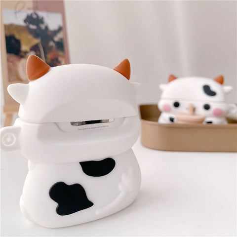 Apple Airpods Pro Cover - White - Trending 3D Cute Cartoon Soft Silicone Airpods Case