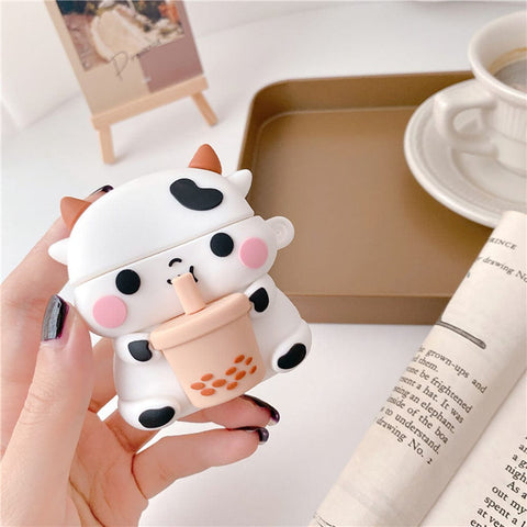 Apple Airpods Pro Cover - White - Trending 3D Cute Cartoon Soft Silicone Airpods Case