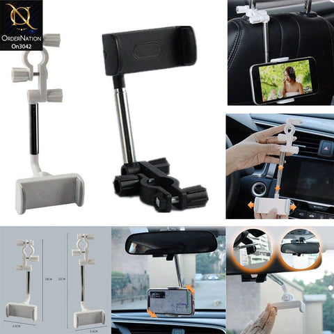 Black - 360 Rotating Rearview Mirror Mobile Phone Car Holder