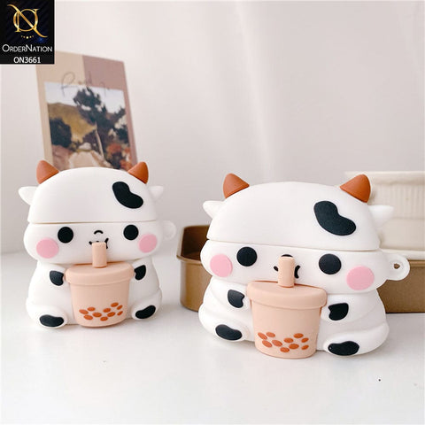 Apple Airpods Pro Cover - White - Trending 3D Cute Cartoon Soft Silicone Airpods Case