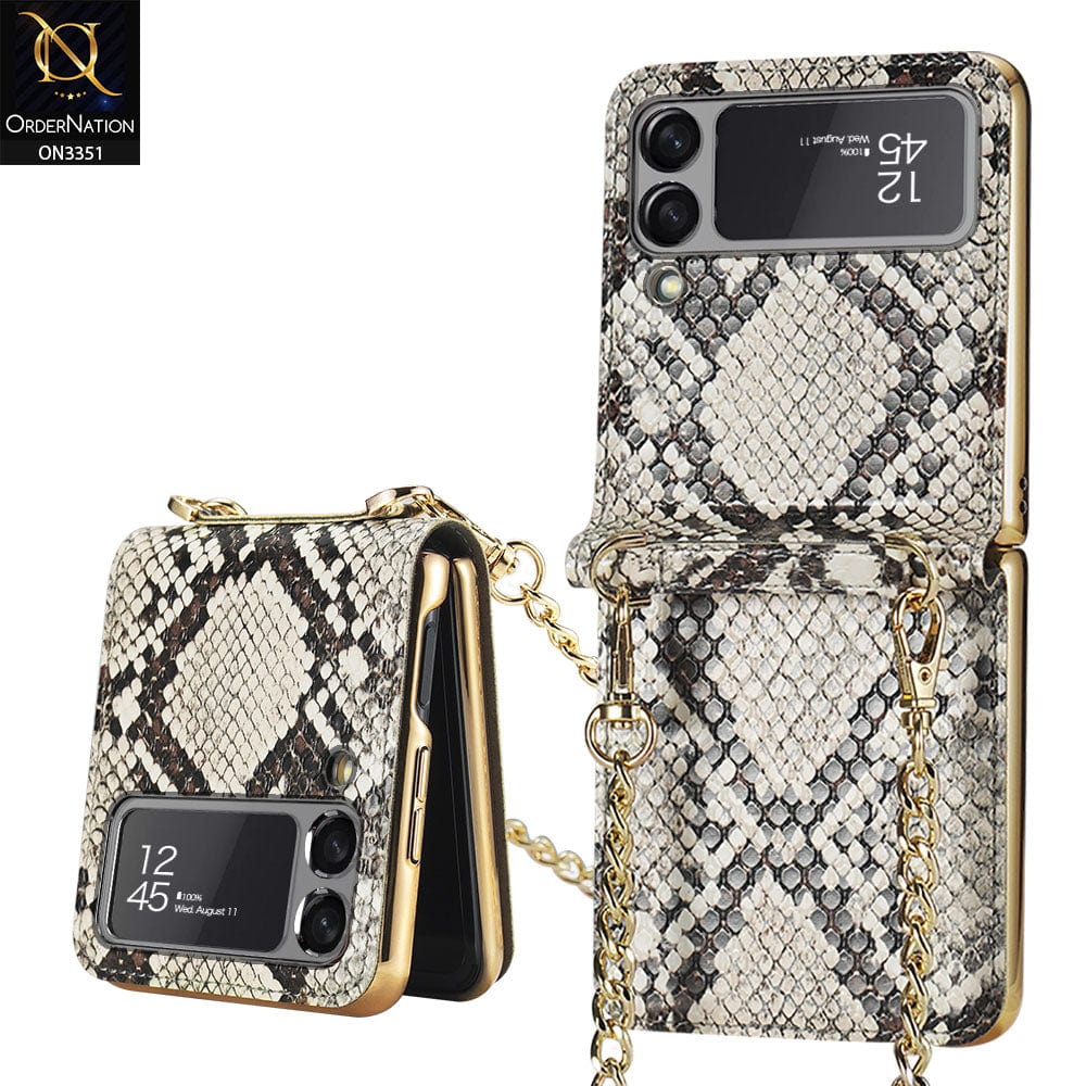 Samsung Galaxy Z Flip 3 5G Cover - Skin - GKK Leather Magnetic Stylish Case With Tessel Chain Holder