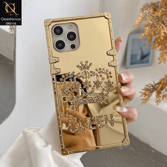 iPhone 11 Pro Max Cover - Golden - Electroplating Mirror Shine Rhinestone Trunk Style Soft Case