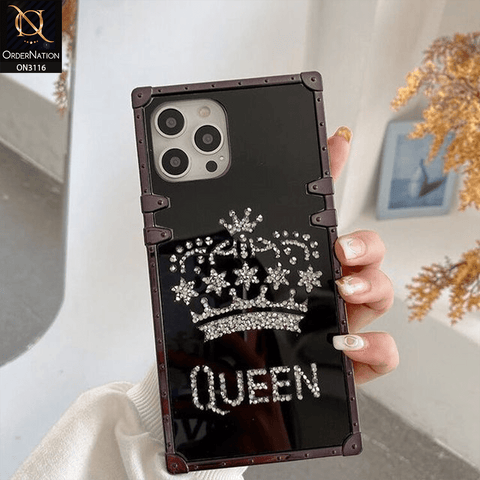 iPhone 12 Pro Max Cover - Black - Electroplating Mirror Shine Rhinestone Trunk Style Soft Case