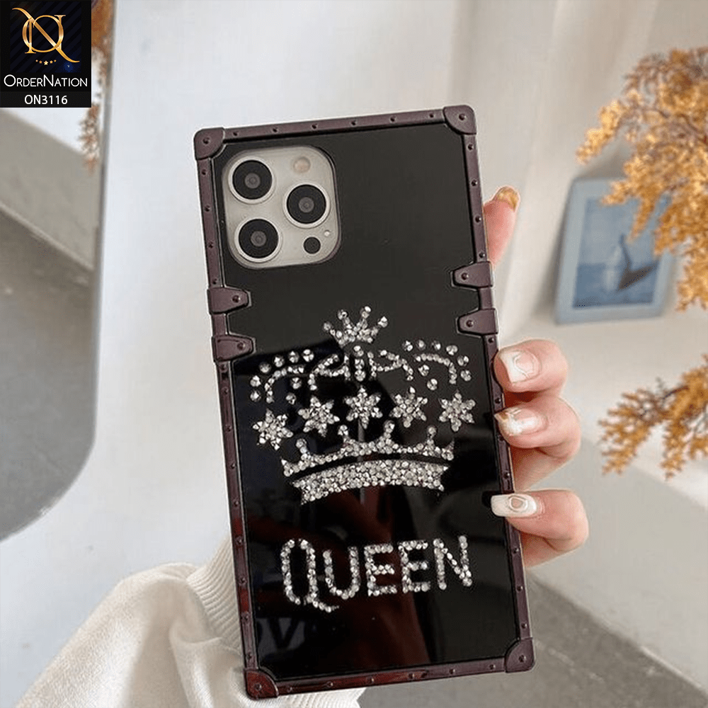 iPhone 12 Pro Cover - Black - Electroplating Mirror Shine Rhinestone Trunk Style Soft Case